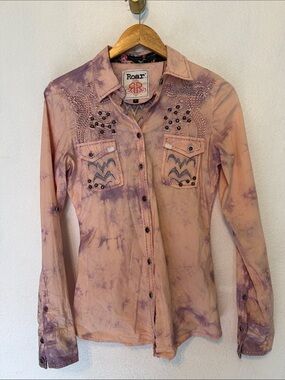 Roar Ikat Get Enough tie dye button studded embroidered Y2K western vibe m